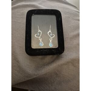 Sterling Silver Earrings with Blue Topaz Stone